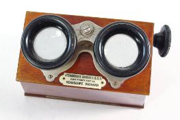 A French mahogany Brewster pattern stereoscopic viewer by SGDG:,