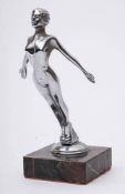 A 1930s Desmo Speed Nymph car mascot:, signed as per title mounted on an onyx plinth, 19cm high.