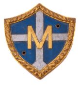 A gilt carved wooden ship's ward room badge for the Greek Hunt-class Greek destroyer 'Miaoulis'