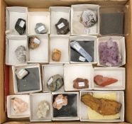 A collection of seventeen geology specimens and shrapnel: