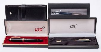 A Mont Blanc Meisterstuck No 146 Black Fountain pen: with 14k gold nib,