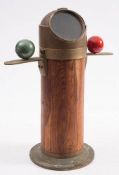 A Chinese decorative copper and brass binnacle of small size: with 2 inch compass and teak stand,