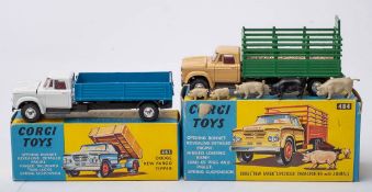 Corgi 484 Dodge Kew Fargo Livestock Transporter with animals: tan cab,