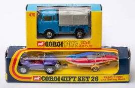 Corgi 478 Forward Control Jeep FC-150 : blue cab and chassis with lemon interior,