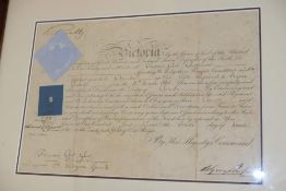 A Victorian Officer's Commission for Francis Gist, Cornet,
