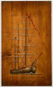A pair of 20th century painted wooden panels '1869.