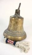 A George VI bronze bell: with square suspension, stamped 'GRVI' with crown above,