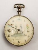 A late Georgian Masonic silver pair cased pocket watch: Birmingham 1811,