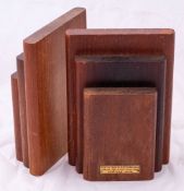 A pair of teak bookends made form the recovered timbers of HMS Iron Duke, Jutland 1916:,