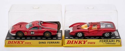 Dinky 216 Dino Ferrari,: red with white base, pale blue interior gold wire wheels,