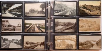 An album of 370 early 20th century transportation postcards of planes, trains,
