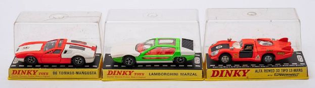 Dinky a boxed group of three: comprising Dinky 187 De Tomaso-Mangusta,