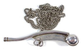 A George VI silver bosun's whistle,mark J Hudson & Co, Birmingham,