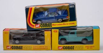 Corgi 393 Mercedes-Benz 350SL: dark blue with light blue interior, cast wheels,
