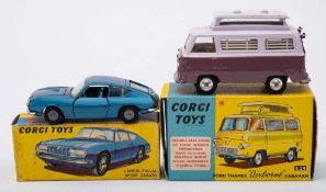 Corgi 420 Ford Thames 'Airborne' caravan: two tone lilac/mauve, silver trim ,