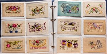 An album of early Edwardian and later silk greetings cards: including Christmas,
