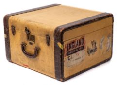 A mid-20th century brown leather and canvas vanity/suitcase for 'Dale,