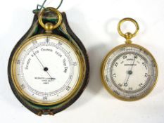 A 19th Century gilt brass pocket barometer by Negretti & Zambra, London : number '14857' ,