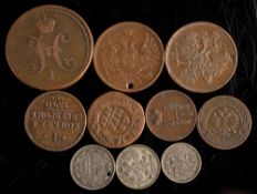 A group of ten Russian coins:.