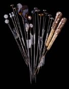 Ten pairs of early 20th Century hat pins:,