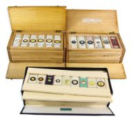 A collection of various late 19th /early 20th century microscope slides of micro fossils,