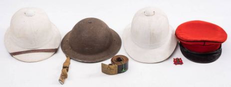 A regulation pattern 9th/ 12th Lancers Officer peaked cap with cloth badge: together with,