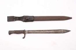 A WWI period Imperial German S98 bayonet by Alex Coppel: the single edge broad point blade signed