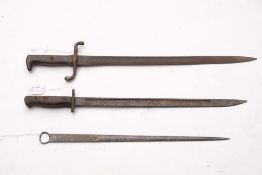 A late 19th century Imperial German S1871 pattern bayonet: single edge fullered blade stamped '76'