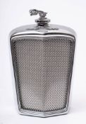 A Jaguar SS radiator grill hip flask:, with mascot cover, 19.
