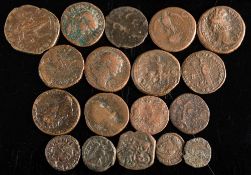 A mixed selection of Roman copper coins:.
