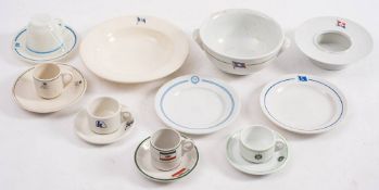 A collection of various foreign shipping company tableware:,