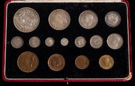 A 1937 George VI fifteen coin specimen set: crown to farthing,