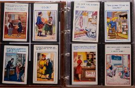 An album of 190 comical postcards relating to shopping: various artists including Donald McGill,