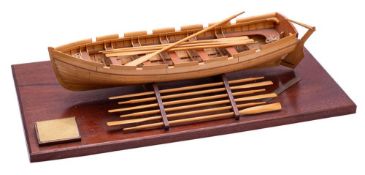 A 3/4 inch scale model of a Brig-of-war's longboat by R Phillips: of plank and pin construction