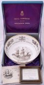 A Royal Worcester 'Mayflower' bowl No 432/500: in presentation box together with framed