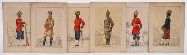 British School early 20th Century- Six Indian Army uniform studies,:- 127th Q.M.