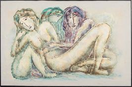 * Calvin Waller Burnett [1921-2007]- Reclining Nudes,:- signed bottom centre, oil on canvas,