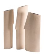 *Val Barry [1937-2018] three stoneware 'sentry' vases: each of narrow profile with notched