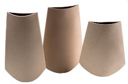 *Val Barry [1937-2018] three stoneware vessels: of narrow profile and rounded,