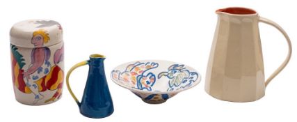 A small group of studio pottery: comprising two earthenware jugs by Sophie McCartney,