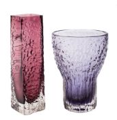 Two James Powell & Sons Whitefriars textured glass vases: after designs by Geoffrey Baxter,