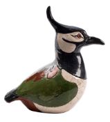 *Jennie Hale [Contemporary] a hand built raku fired Lapwing: with incised detail picked out with