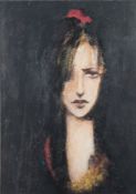 * Derek Menary [b.1943]- Siobhan,:- signed with a monogram bottom left mixed media, 83 x 58cm.