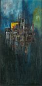* Peter Thursby [1930-2011]- Blue Green Emerging,:- signed bottom right oil on board, 121 x 60cm.