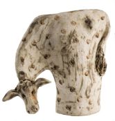 *Jane Adams [Contemporary] a stoneware figure: of a grazing cow with pale brown spots on an ivory