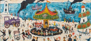 * Simeon Stafford [b.1956]- All The Fun of The Fair,:- signed and dated Simeon 06.12.