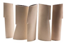 *Val Barry [1937-2018] five stoneware 'sentry' vases: each of narrow profile with notched margins,