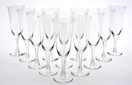 Lalique Cristal stemware: twelve Barsac flutes, diamond point etched under foot Lalique France, 18.