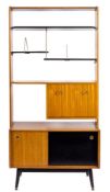 A Scandinavian teak and ebonised side cabinet: unsigned,