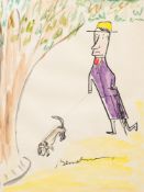 * Ludwig Bemelmans [1898-1962]- Walking The Dog,:- signed,